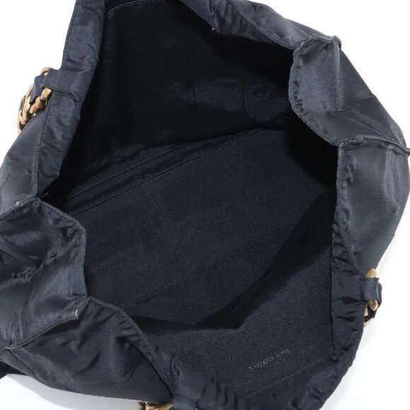 Chanel Vintage Coco Mark Nylon Chain Tote Bag Black Gold Metal - Picture 7 of 11